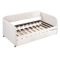 Upholstered Daybed Sofa Bed Twin Size With Trundle Bed And Wood Slat ,Beige Beige Upholstered