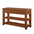 48'' Solid Pine Wood Top Console Table, Modern Entryway Sofa Side Table With 3 Storage Drawers And 2 Shelves. Easy To Assemble Brown Brown Pine