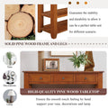 48'' Solid Pine Wood Top Console Table, Modern Entryway Sofa Side Table With 3 Storage Drawers And 2 Shelves. Easy To Assemble Brown Brown Pine