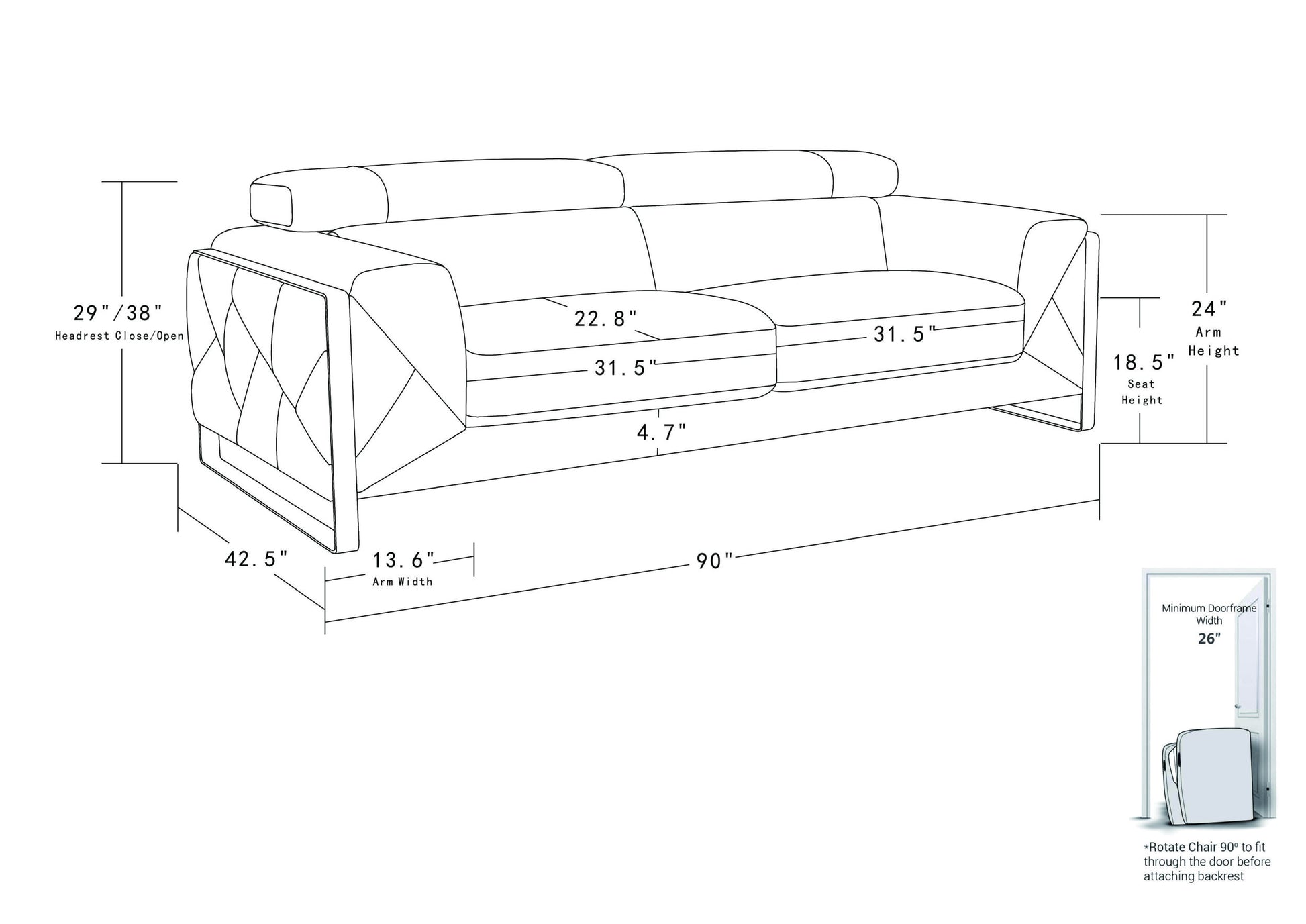 Top Grain Italian Leather Sofa White Foam Leather