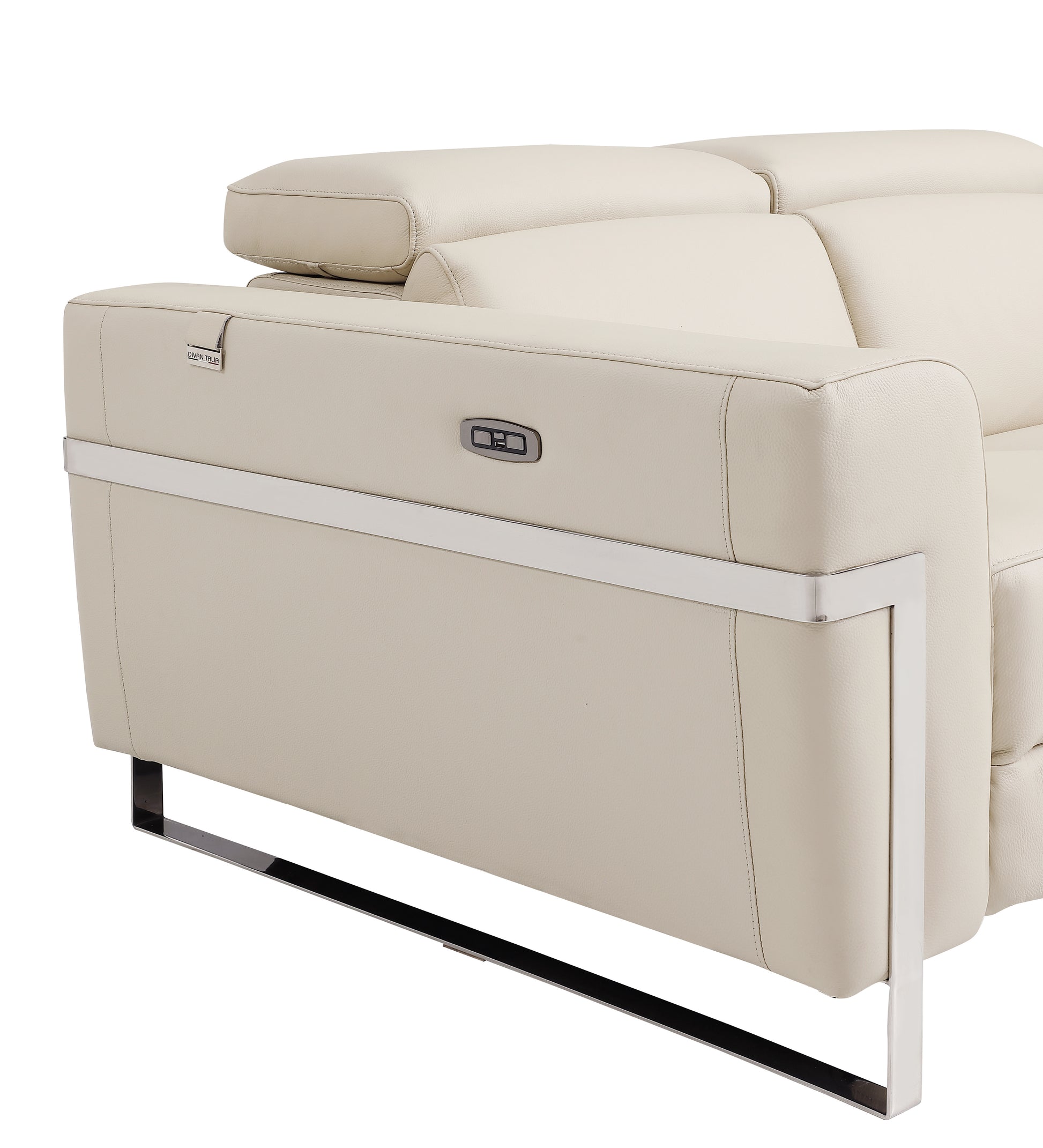 Top Grain Italian Leather Chair With Power Recliner Beige Foam Leather