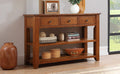 48'' Solid Pine Wood Top Console Table, Modern Entryway Sofa Side Table With 3 Storage Drawers And 2 Shelves. Easy To Assemble Brown Brown Pine