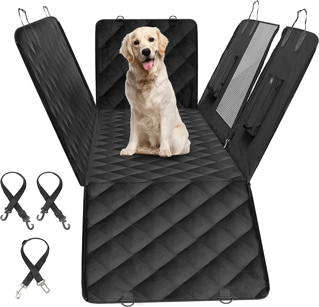 Simple Deluxe Dog Car Seat Cover For Back Seat, 100% Waterproof Pet Seat Protector With Mesh Window, Scratchproof & Nonslip Dog Hammock For Cars, Trucks, Suvs, Standard Black Oxford Fabric