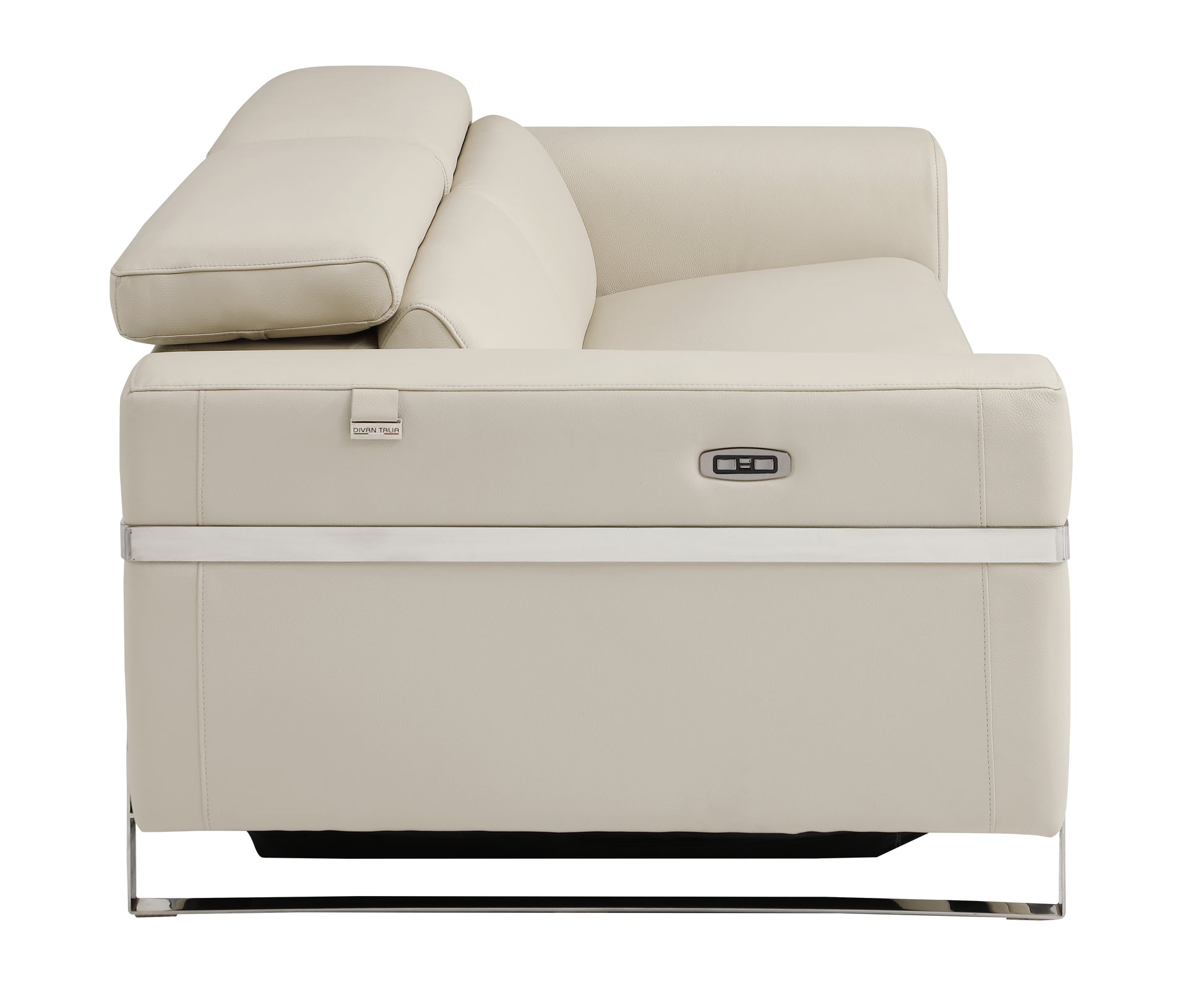 Top Grain Italian Leather Chair With Power Recliner Beige Foam Leather