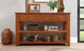 48'' Solid Pine Wood Top Console Table, Modern Entryway Sofa Side Table With 3 Storage Drawers And 2 Shelves. Easy To Assemble Brown Brown Pine
