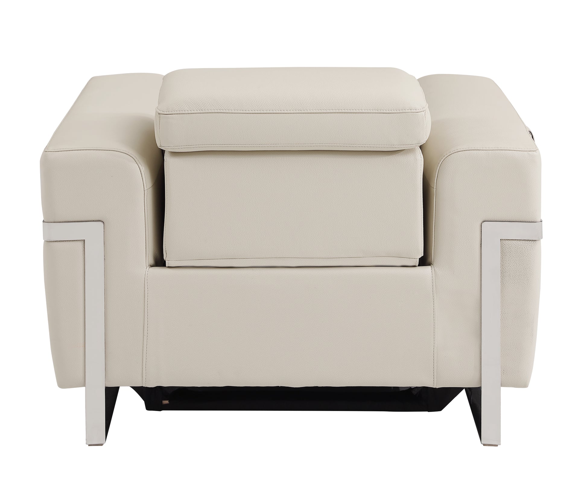 Top Grain Italian Leather Chair With Power Recliner Beige Foam Leather