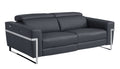 Top Grain Italian Leather Sofa With Power Recliner Dark Grey Foam Leather