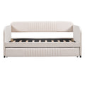 Upholstered Daybed Sofa Bed Twin Size With Trundle Bed And Wood Slat ,Beige Beige Upholstered