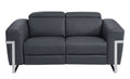 Top Grain Italian Leather Loveseat With Power Recliner Dark Grey Foam Leather