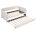 Upholstered Daybed Sofa Bed Twin Size With Trundle Bed And Wood Slat ,Beige Beige Upholstered