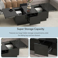 Coffee Table With 2 Large Hidden Storage Compartment, Extendable Cocktail Table With 2 Drawers, High Gloss Center Table With Sliding Top For Living Room, 39.3