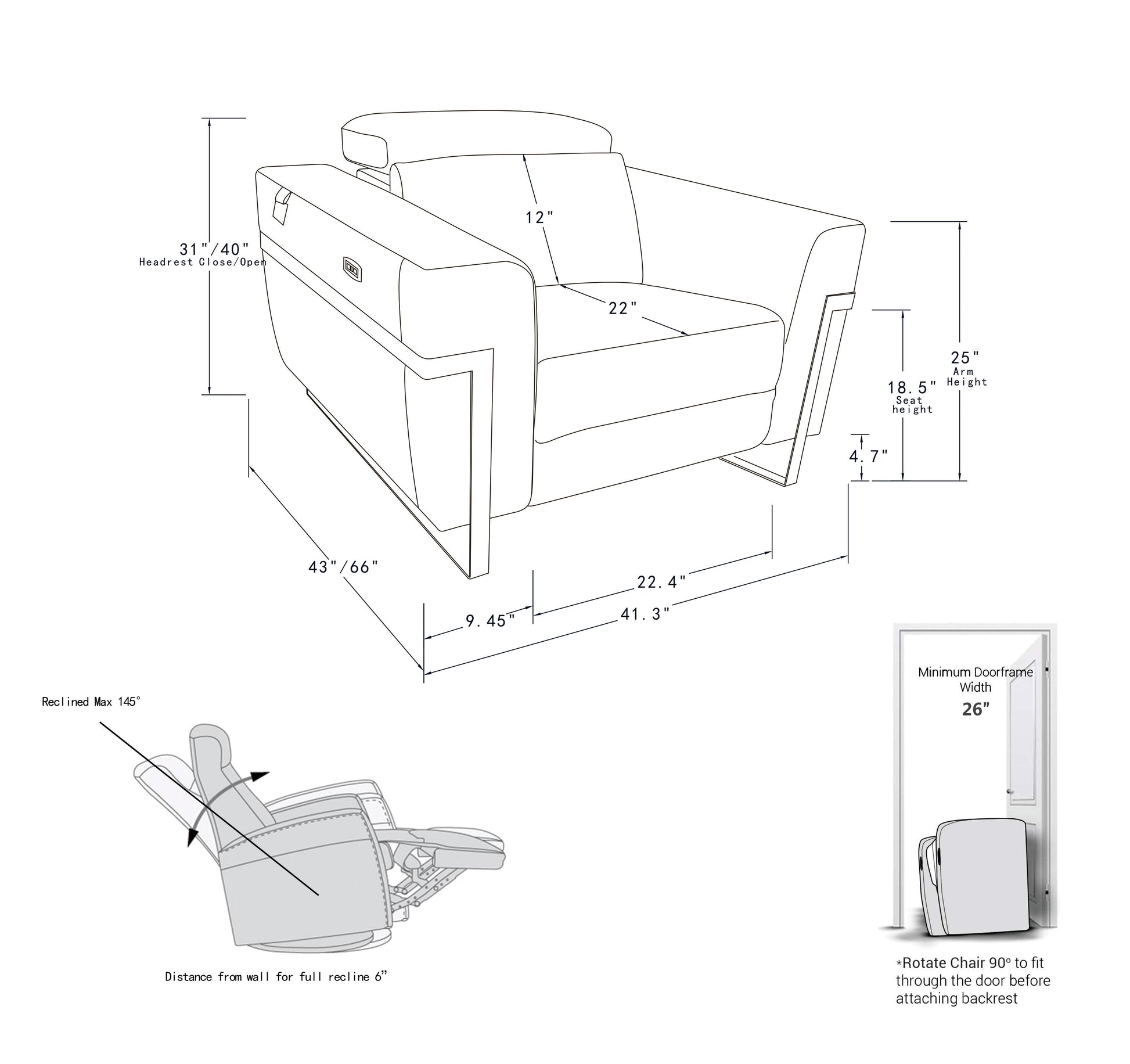 Top Grain Italian Leather Chair With Power Recliner Beige Foam Leather
