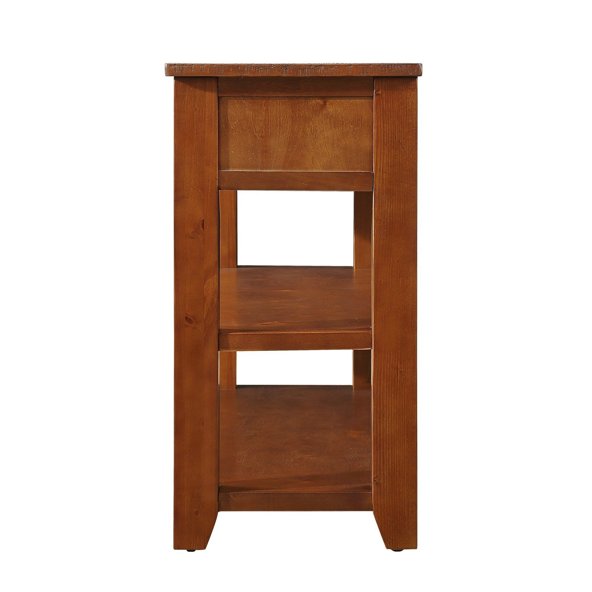 48'' Solid Pine Wood Top Console Table, Modern Entryway Sofa Side Table With 3 Storage Drawers And 2 Shelves. Easy To Assemble Brown Brown Pine