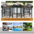 Steel Outdoor Dining Set With Acacia Wood Armrest Suitable For Patio, Balcony Or Backyard Black Steel