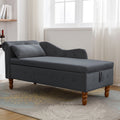 Black Chaise Lounge Indoor,Velvet Lounge Chair For Bedroom With Storage & Pillow,Modern Upholstered Rolled Arm Chase Lounge For Sleeping With Trim For Living Room Bedroom Office Black Velvet