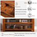48'' Solid Pine Wood Top Console Table, Modern Entryway Sofa Side Table With 3 Storage Drawers And 2 Shelves. Easy To Assemble Brown Brown Pine