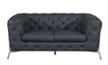 Transitional Top Grain 100% Italian Leather Upholstered Loveseat Gray Foam Leather