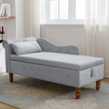 Grey Chaise Lounge Indoor,Velvet Lounge Chair For Bedroom With Storage & Pillow,Modern Upholstered Rolled Arm Chase Lounge For Sleeping With Trim For Living Room Bedroom Office Grey Velvet