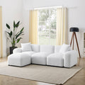 L Shape Modular Sectional Sofa, Diy Combination,Teddy Fabric,White White Teddy Foam