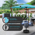 Simple Deluxe 9' Patio Umbrella Outdoor Table Market Yard Umbrella With Push Button Tilt Crank, 8 Sturdy Ribs For Garden, Deck, Backyard, Pool, Turquoise Turquoise Stainless Steel