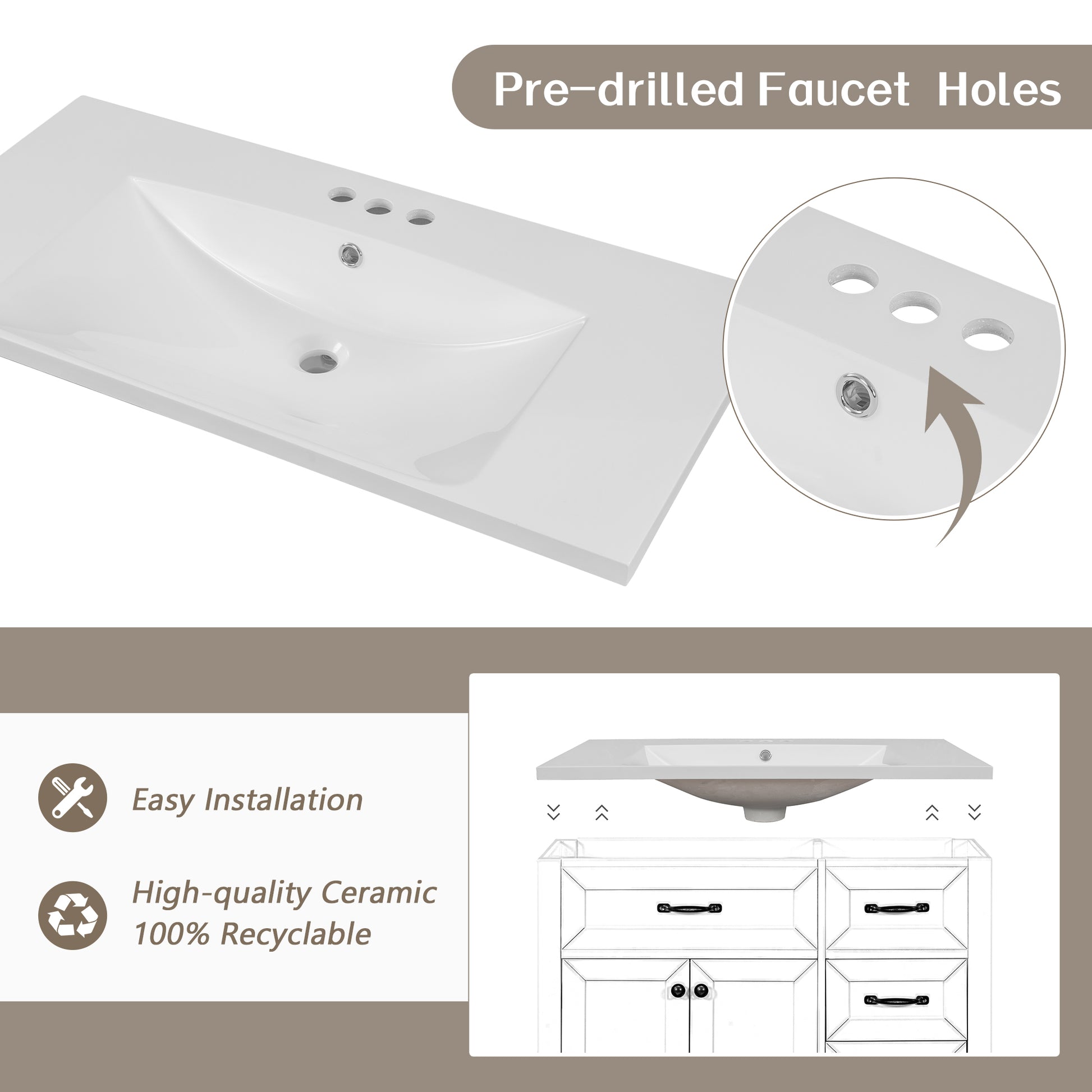 36" Bathroom Vanity With Sink Combo, Bathroom Cabinet With Drawers, Solid Frame And Mdf Board, Grey Old Sku:Jl000007Aae Grey Solid Wood Mdf
