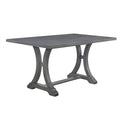 6 Piece Farmhouse Dining Table Set, Rectangular Trestle Table And 4 Upholstered Chairs & Bench For Dining Room Antique Gray Antique Gray Solid Wood