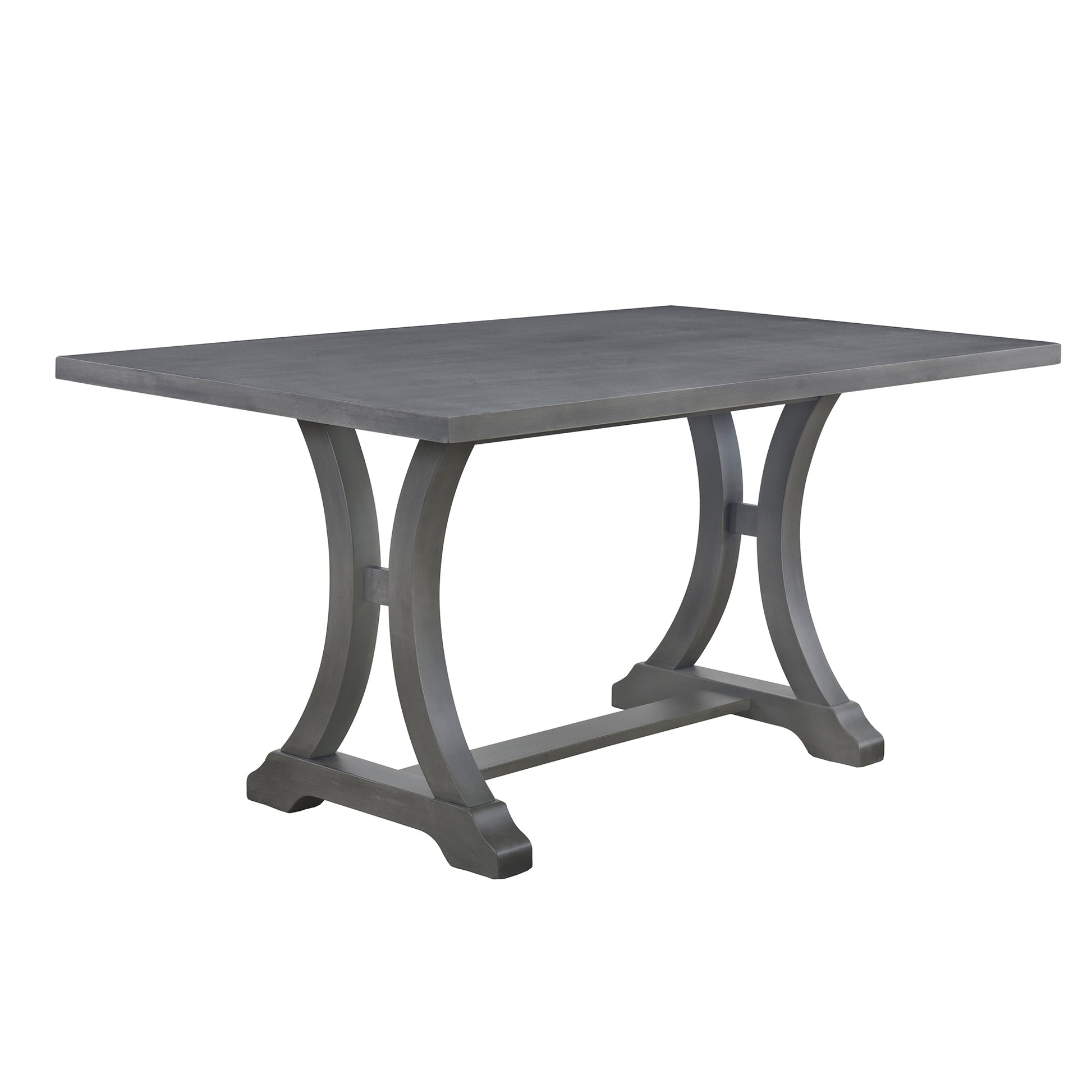 6 Piece Farmhouse Dining Table Set, Rectangular Trestle Table And 4 Upholstered Chairs & Bench For Dining Room Antique Gray Antique Gray Solid Wood