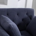 36.61'' Wide Modern Accent Chair With 3 Positions Adjustable Backrest, Tufted Chaise Lounge Chair, Single Recliner Armchair With Ottoman And Gold Legs For Living Room, Bedroom Navy Navy Foam Sherpa