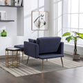 36.61'' Wide Modern Accent Chair With 3 Positions Adjustable Backrest, Tufted Chaise Lounge Chair, Single Recliner Armchair With Ottoman And Gold Legs For Living Room, Bedroom Navy Navy Foam Sherpa
