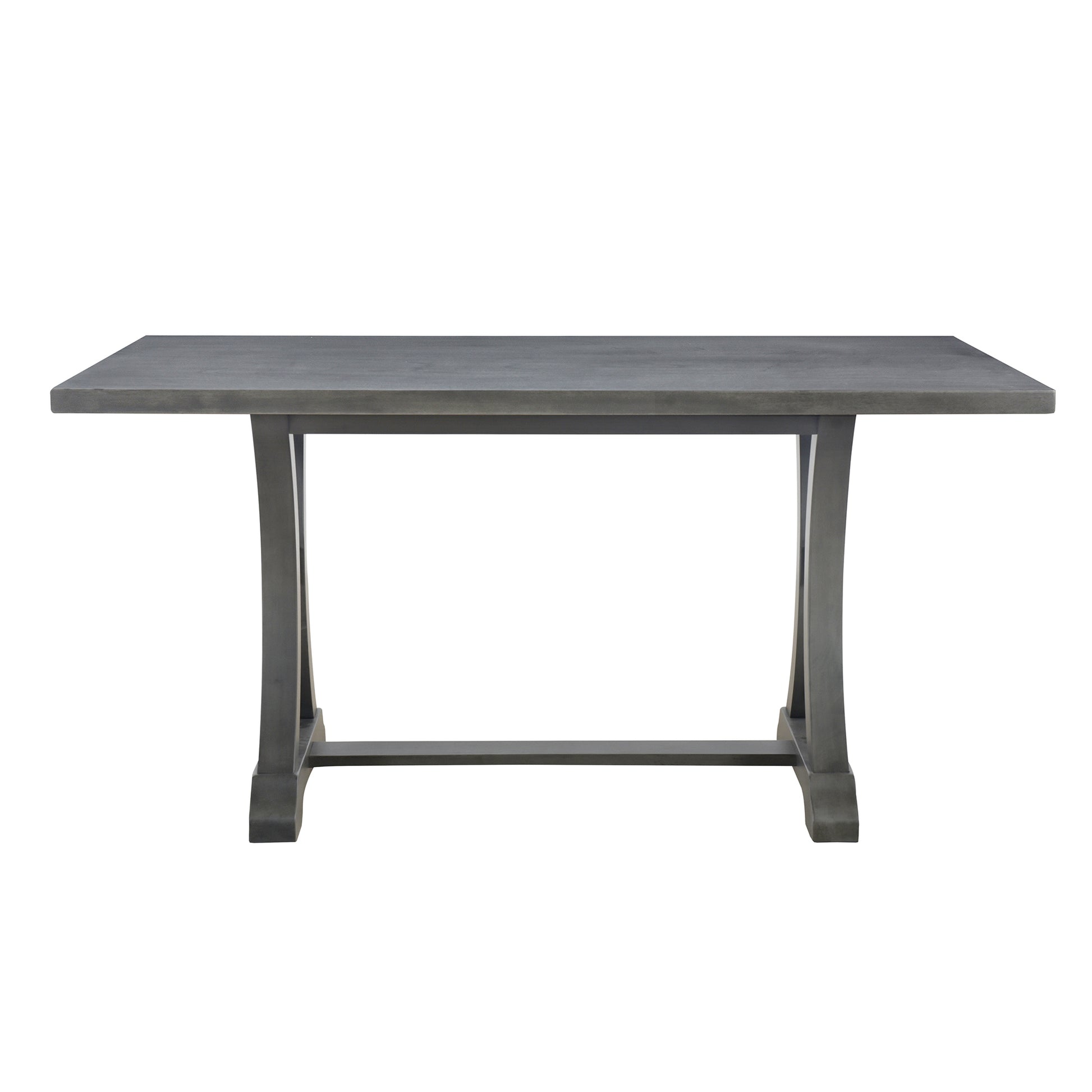 6 Piece Farmhouse Dining Table Set, Rectangular Trestle Table And 4 Upholstered Chairs & Bench For Dining Room Antique Gray Antique Gray Solid Wood