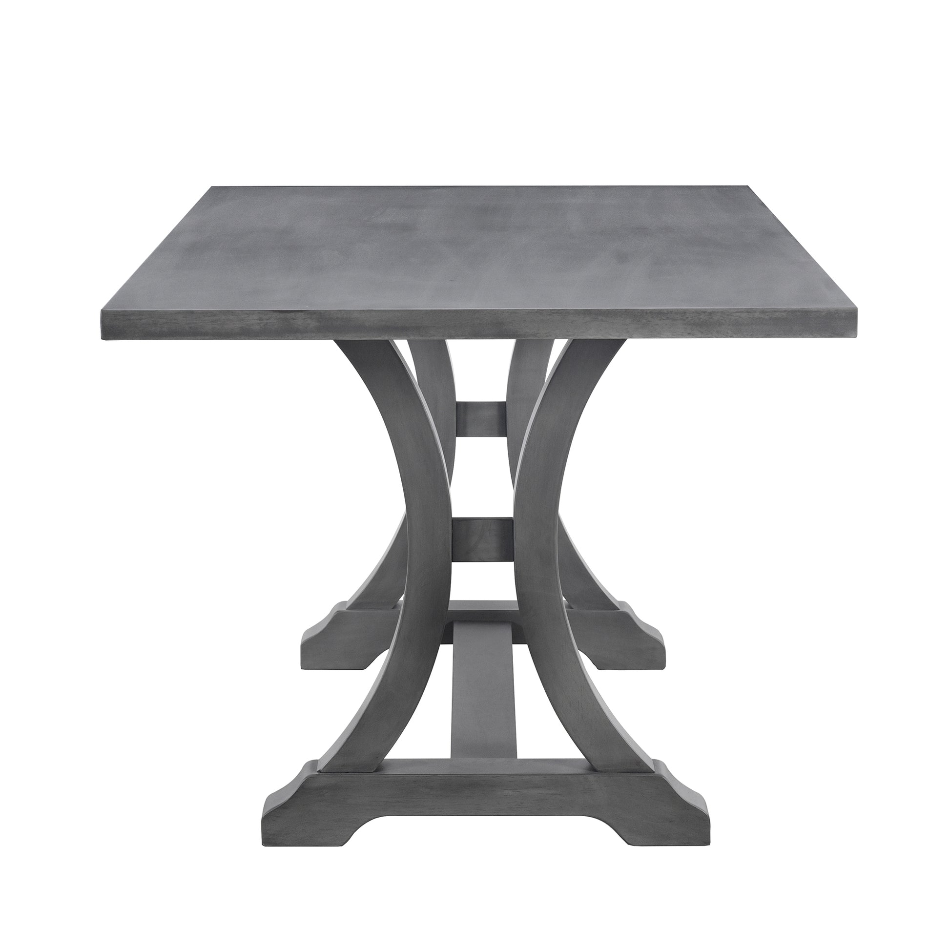 6 Piece Farmhouse Dining Table Set, Rectangular Trestle Table And 4 Upholstered Chairs & Bench For Dining Room Antique Gray Antique Gray Solid Wood