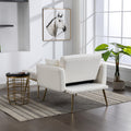 36.61'' Wide Modern Accent Chair With 3 Positions Adjustable Backrest, Tufted Chaise Lounge Chair, Single Recliner Armchair With Ottoman And Gold Legs For Living Room, Bedroom Ivory Ivory Foam Sherpa