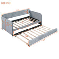 Upholstered Daybed Sofa Bed Twin Size With Trundle Bed And Wood Slat, Gray Gray Upholstered