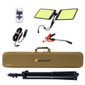 Led Work Light With Stand, 11200 Lumen Dual Head Tripod Lights Construction, Outdoor Construction Light Stand Portable Stand Work Light With Remote, Waterproof Versatility Light For Jobsite Backyard Black Metal