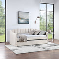 Velvet Daybed With Trundle Upholstered Tufted Sofa Bed, Both Twin Size, Beige Beige Solid Wood