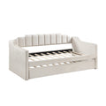 Velvet Daybed With Trundle Upholstered Tufted Sofa Bed, Both Twin Size, Beige Beige Solid Wood