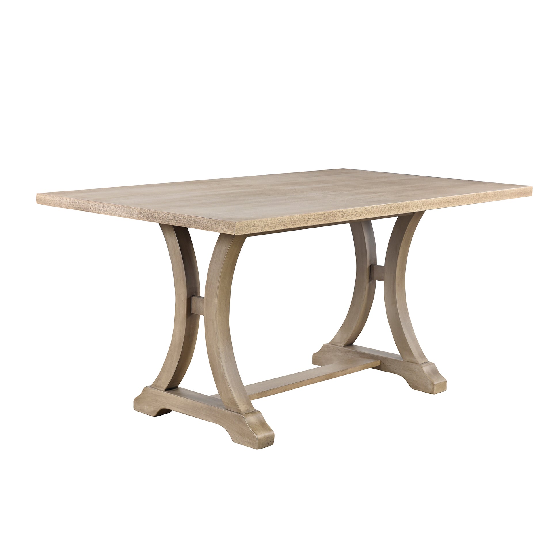6 Piece Farmhouse Dining Table Set, Rectangular Trestle Table And 4 Upholstered Chairs & Bench For Dining Room Natural Wood Wash Natural Wood Wash Solid Wood