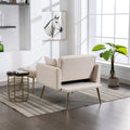 36.61'' Wide Modern Accent Chair With 3 Positions Adjustable Backrest, Tufted Chaise Lounge Chair, Single Recliner Armchair With Ottoman And Gold Legs For Living Room, Bedroom Beige Beige Foam Velvet