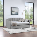 Velvet Daybed With Trundle Upholstered Tufted Sofa Bed, Both Twin Size, Grey Beige Solid Wood