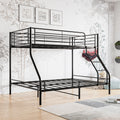 Heavy Duty Twin Over Full Metal Bunk Bed, Easy Assembly With Enhanced Upper Level Guardrail, Black Black Metal