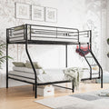 Heavy Duty Twin Over Full Metal Bunk Bed, Easy Assembly With Enhanced Upper Level Guardrail, Black Black Metal