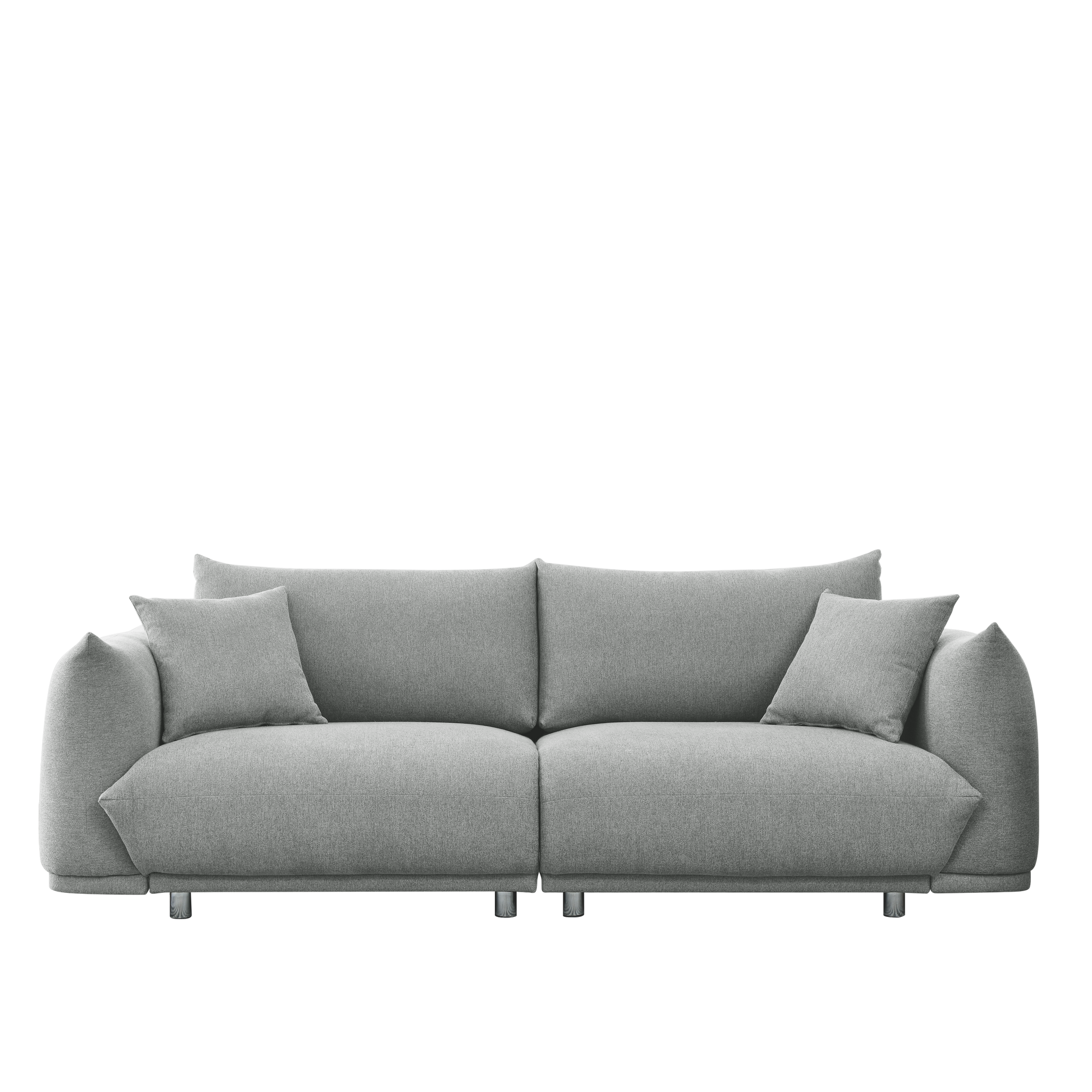 Modern Couch For Living Room Sofa,Solid Wood Frame And Stable Metal Legs, 2 Pillows, Sofa Furniture For Apartment Grey Polyester Wood Primary Living Space Foam Fabric 3 Seat