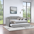 Velvet Daybed With Trundle Upholstered Tufted Sofa Bed, Both Twin Size, Grey Beige Solid Wood