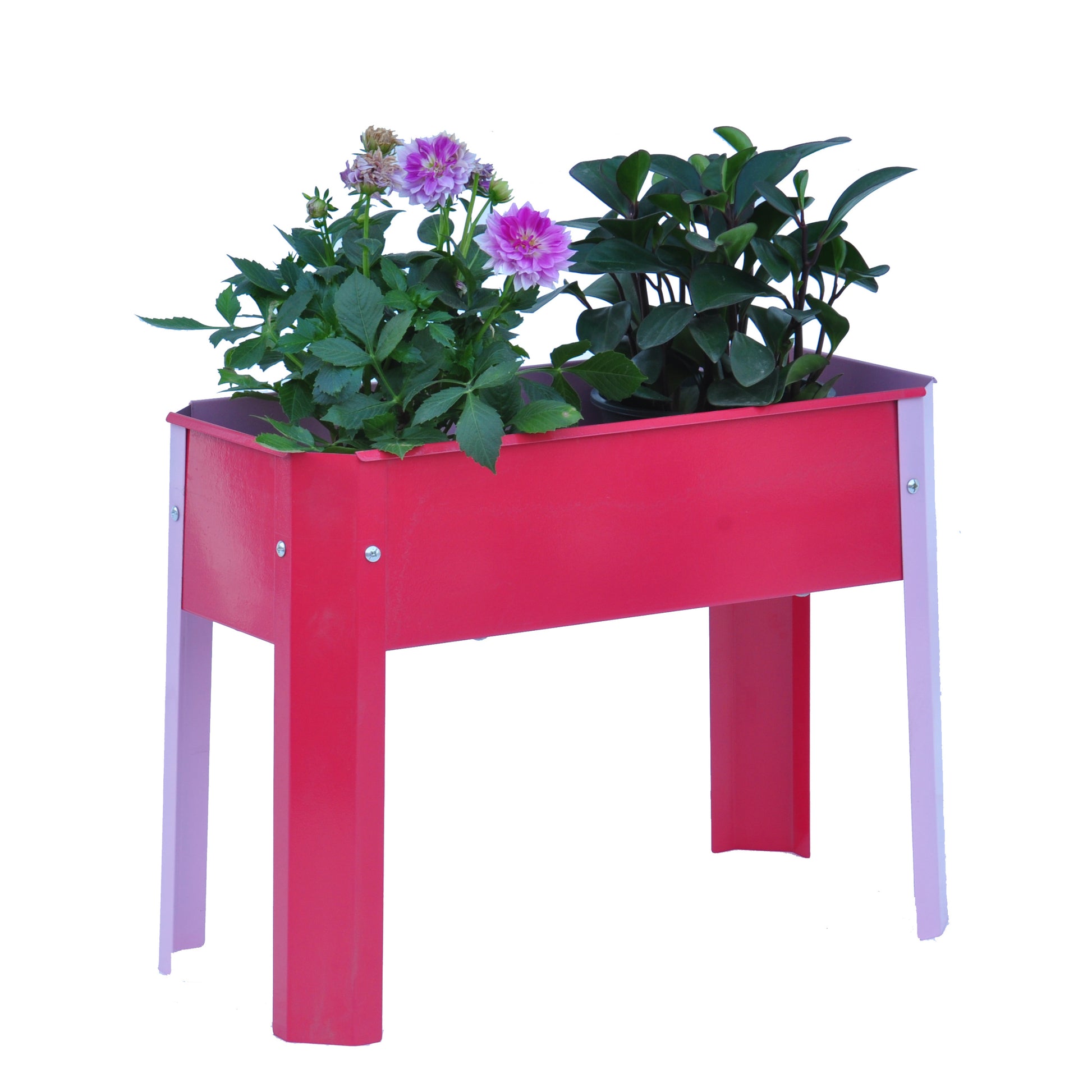 Mini Elevated Garden Bed, Metal Elevated Outdoor Flowerpot Box, Suitable For Backyard And Terrace, Large Flowerpot, Suitable For Vegetable And Flower Red Steel