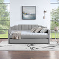 Velvet Daybed With Trundle Upholstered Tufted Sofa Bed, Both Twin Size, Grey Beige Solid Wood