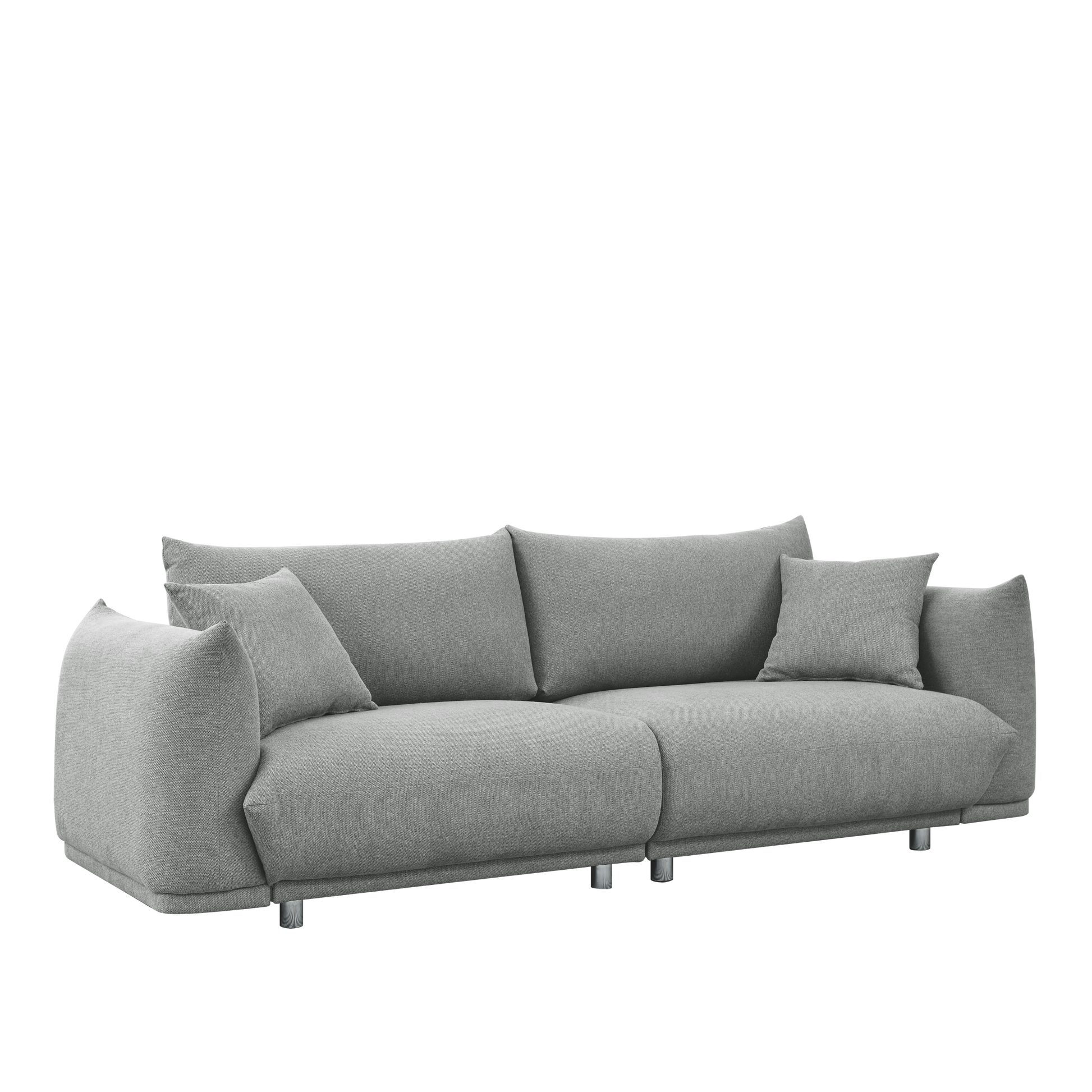 Modern Couch For Living Room Sofa,Solid Wood Frame And Stable Metal Legs, 2 Pillows, Sofa Furniture For Apartment Grey Polyester Wood Primary Living Space Foam Fabric 3 Seat