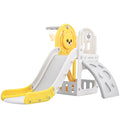 Toddler Climber And Slide Set 4 In 1, Kids Playground Climber Freestanding Slide Playset With Basketball Hoop Play Combination For Babies Indoor & Outdoor Yellow Hdpe