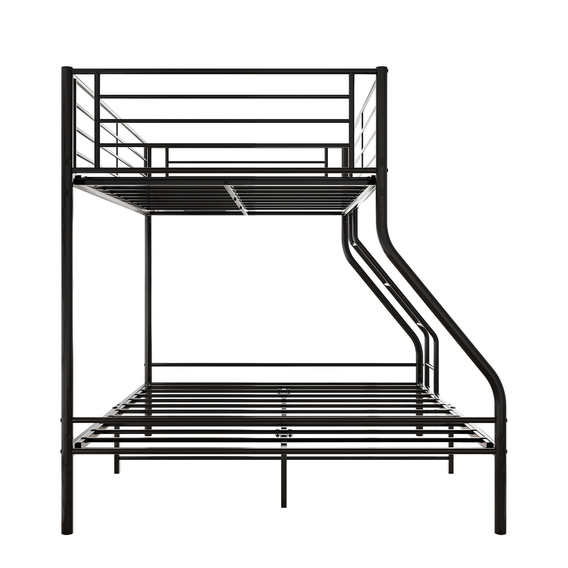 Heavy Duty Twin Over Full Metal Bunk Bed, Easy Assembly With Enhanced Upper Level Guardrail, Black Black Metal