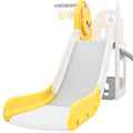 Toddler Climber And Slide Set 4 In 1, Kids Playground Climber Freestanding Slide Playset With Basketball Hoop Play Combination For Babies Indoor & Outdoor Yellow Hdpe