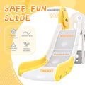 Toddler Climber And Slide Set 4 In 1, Kids Playground Climber Freestanding Slide Playset With Basketball Hoop Play Combination For Babies Indoor & Outdoor Yellow Hdpe